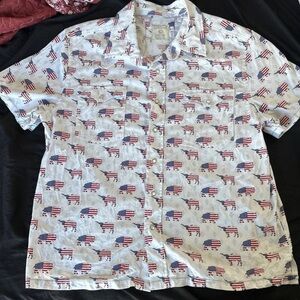 Panhandle Men's American Flag Graphic Button Down Shirt